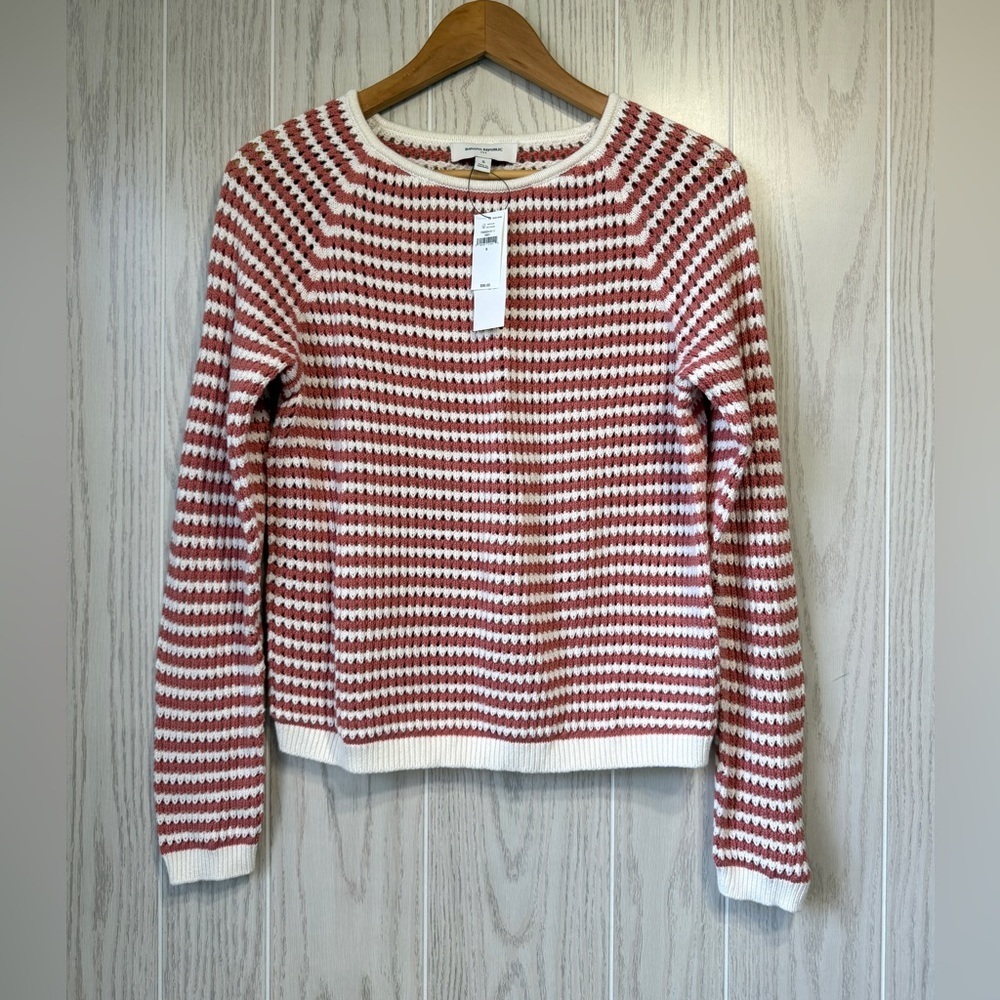 Banana Republic Crochet Stripe Knit Sweater Size S NWT